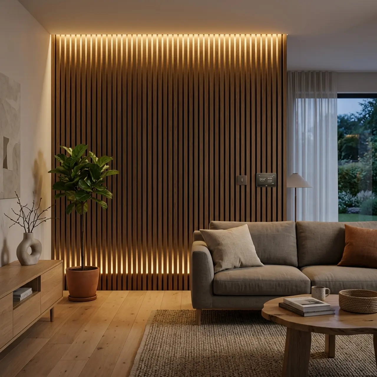 Lambrín en madera instalado en muro interior